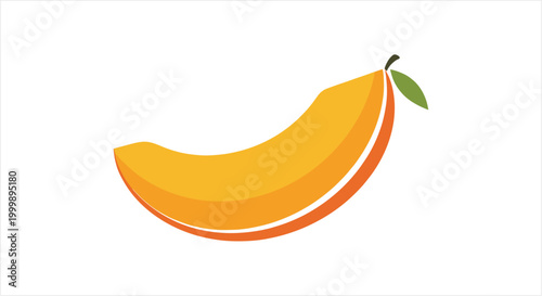 Vibrant yellow banana fruit with a green stem and leaf.