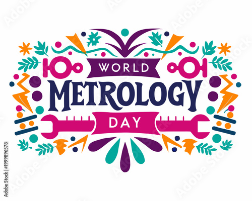 Bild auf Leinwand World Metrology Day Vector Illustration, Engineering Measurement and Accuracy Co