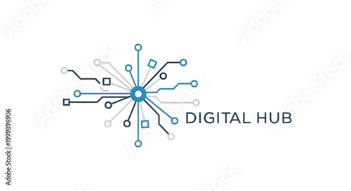 Digital Hub connection graphic representing data network and technology communication.