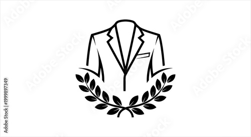 Elegant Suit Jacket with Laurel Wreath Line Art.