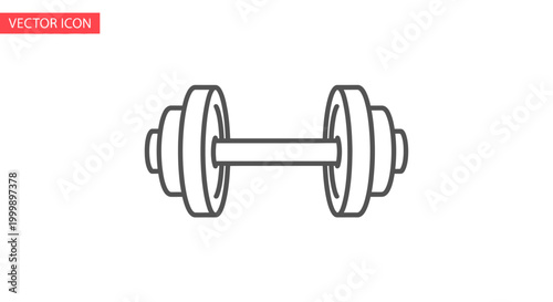 Dumbbell Line Icon for Fitness and Gym Exercise