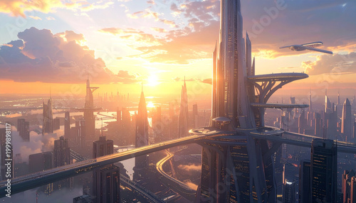 sunset over the city