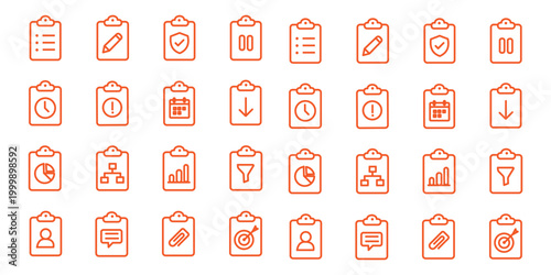Checklist clipboards icon set, clipboard, checklist, report, survey or agreement icon vector