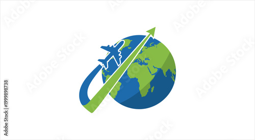 Global travel and logistics concept with airplane and earth.
