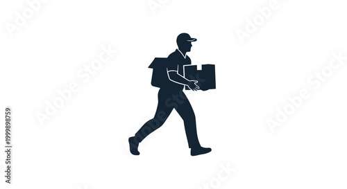 Delivery Man Carrying Package and Parcel.
