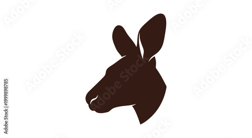 Donkey Head Silhouette Isolated on White.