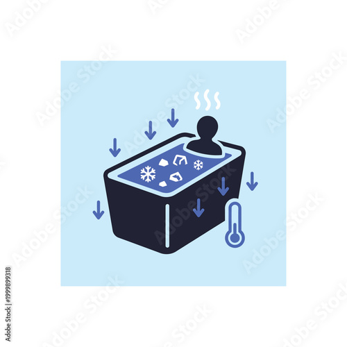 Vector illustration of ice bath therapy for muscle recovery and wellness illustration