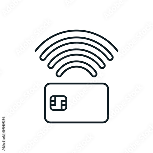 Monoline contactless payment symbol over a credit card