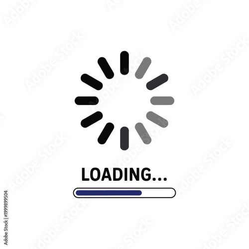 Konstfotografi Loading progress bar and circular indicator with text loading on a transparent background