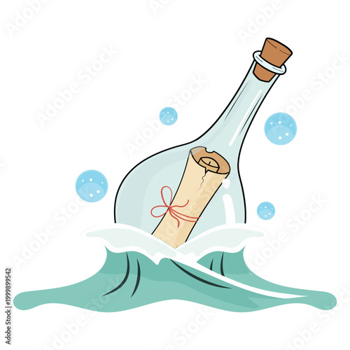 Message in a Bottle Illustration
