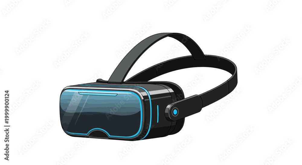 Fototapeta premium modern black vr headset with blue lighting isolated on white background for technology and gaming