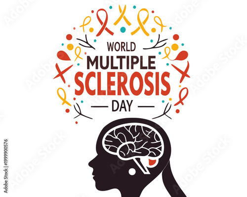 World Multiple Sclerosis Day Vector Illustration Isolated on White Background, Health Awareness Design