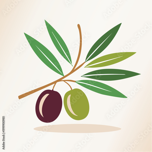 Olive Branch with Two Olives