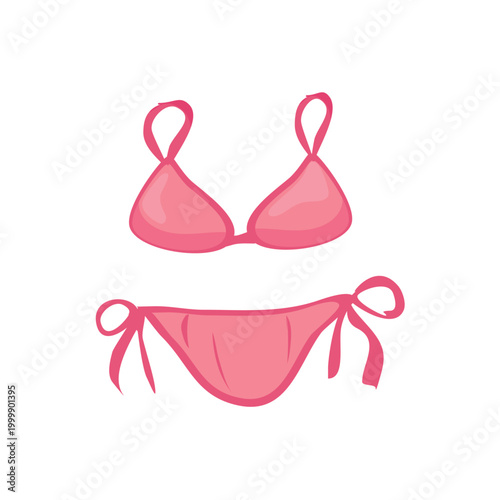 Tableau sur toile pink bikini swimwear illustration summer beachwear fashion