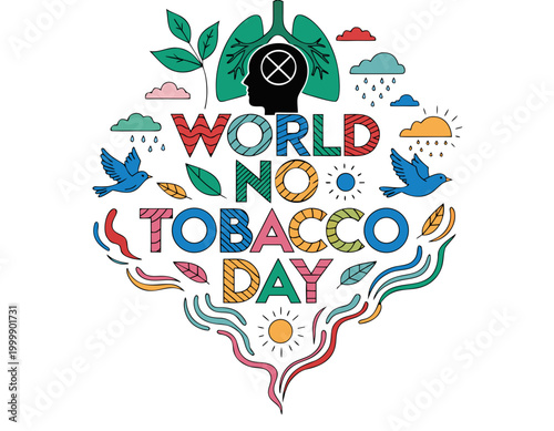 World No Tobacco Day Vector Illustration, No Smoking Sign and Healthy Lifestyle Concept