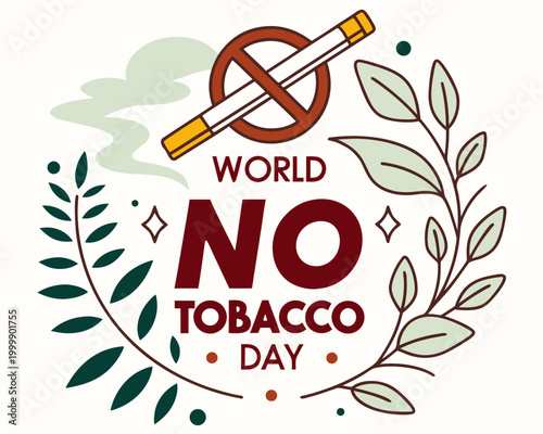 World No Tobacco Day Vector Art, Stop Smoking Concept Isolated on White Background