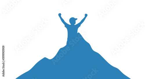 Silhouette of a person on a mountain peak.