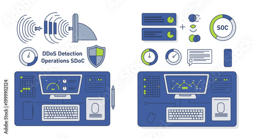 Network security illustration d do s detection and soc operations overview