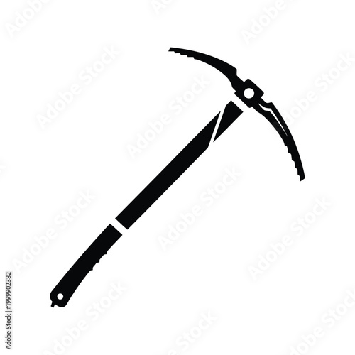 Black silhouette icon of a mountain ice axe climbing tool Vector