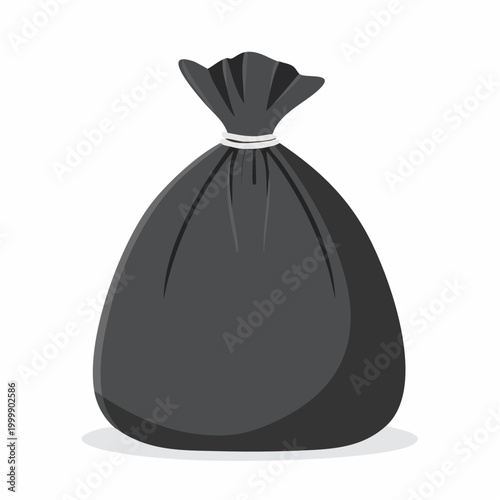 Black garbage bag tied with a string