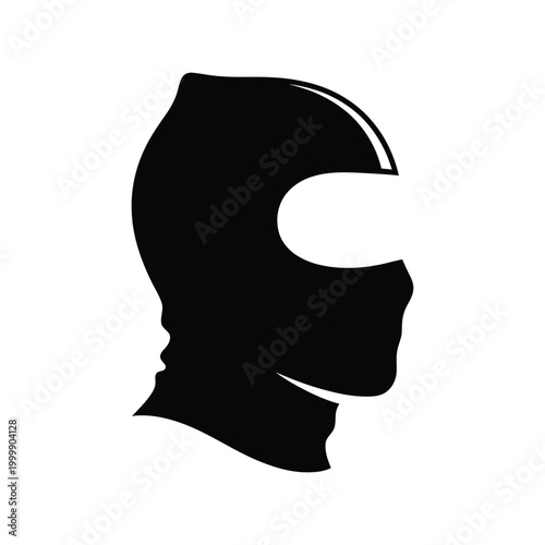 Black balaclava mask icon showing side profile of a person wearing headgear Vector