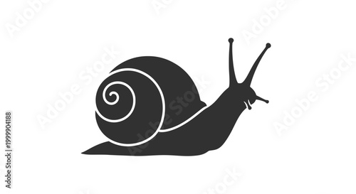 Black Silhouette of a Snail Illustration.