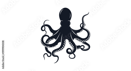 Photos Black Octopus Silhouette Illustration Artwork.
