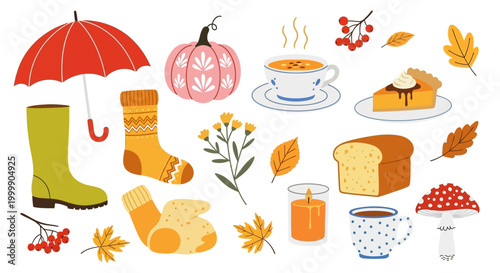Autumn Themed Clipart Collection of Cozy Season Elements 70 90 Characters