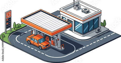 gas station with car at pump high quality