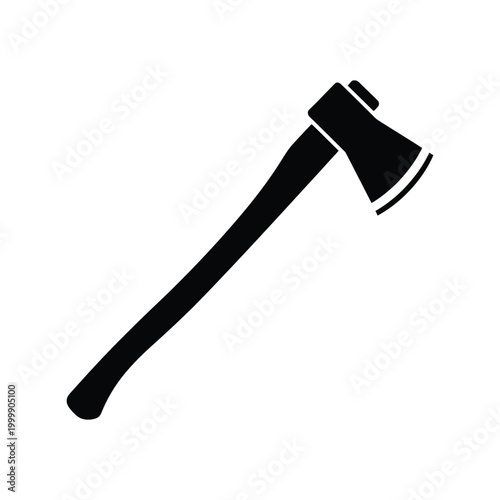 Black silhouette icon of a sharp wood axe for cutting logs and forest work Vector