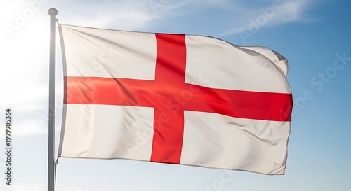England flag waving in blue sky