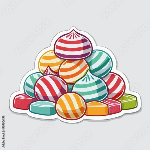Pile of Colorful Striped Candies