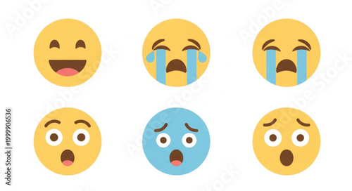 Collection of Diverse Emoji Faces Expressing Various Emotions.
