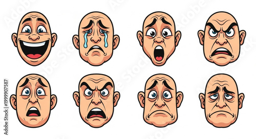 Collection of Diverse Human Emotion Faces Expressing Various Feelings.