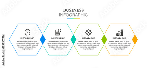 Timeline infographic template design vector with 4 options or steps. Can be used for workflow diagram, info chart, annual report.
