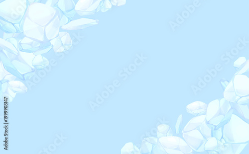 手描きの氷イラストフレーム1_横