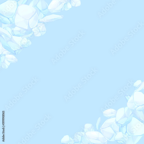 手描きの氷イラストフレーム1_正方形