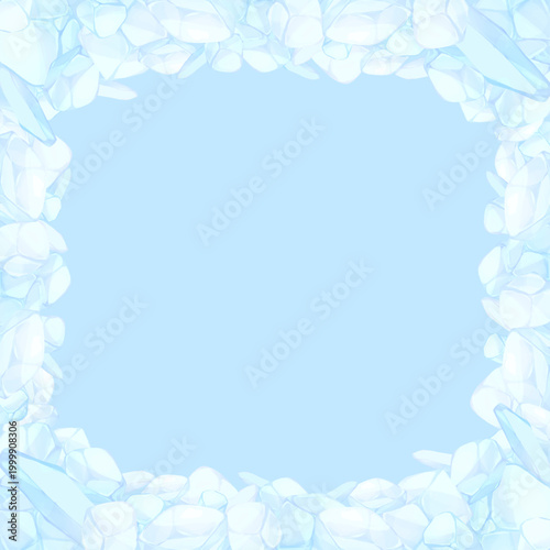 手描きの氷イラストフレーム4_正方形