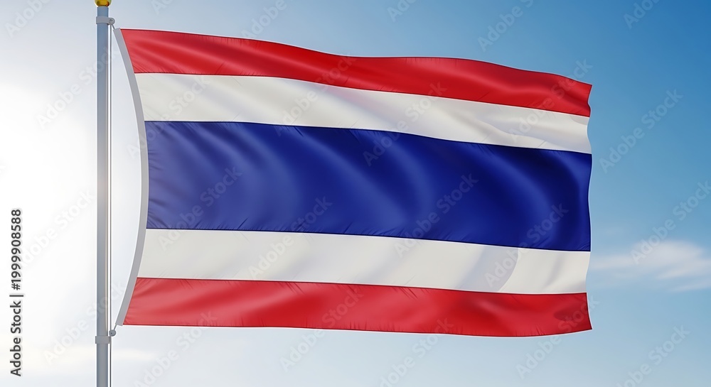 Fototapeta premium Thai flag waving in blue sky