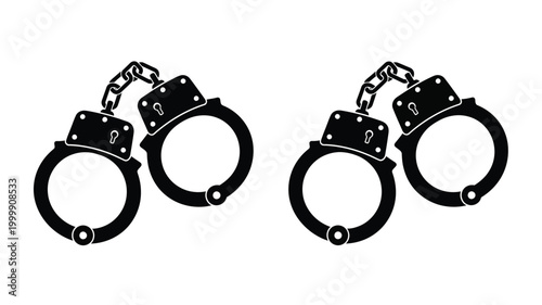 Black handcuffs depicted in a stark graphic silhouette