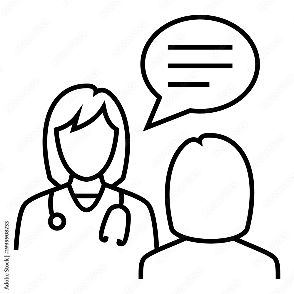 Obraz premium Doctor Patient Consultation Communication Line Icon