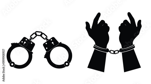 Hands in cuffs a symbol of restraint and legal justice silhouette