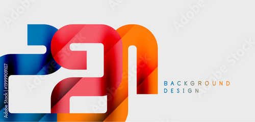 Abstract numbers design. Bright colors create modern visual impact. Minimalist style, clean lines, simple composition.