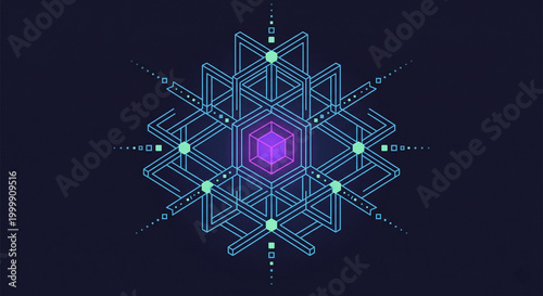 Post-quantum cryptography and lattice based security flat illustration featuring secure data encryption nodes and advanced cybersecurity infrastructure for future computing