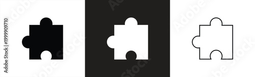 puzzle piece icon | for teamwork, solutions, plugins, strategy, matching, problem solving, collaboration and logic concepts | in editable stroke, outline, and solid