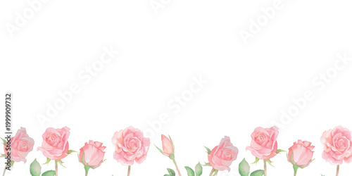 バラの水彩ボタニカルフレーム