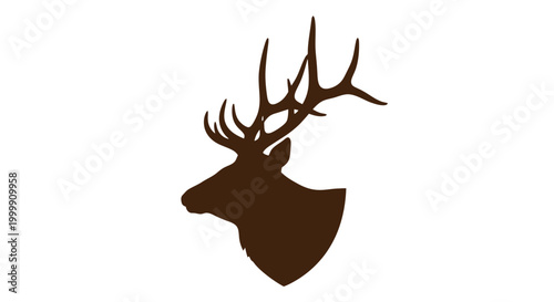 Deer Head Silhouette with Antlers.