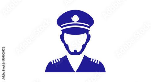 Schilderij op canvas Pilot Illustration with Uniform and Cap.