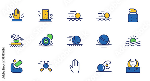 Set of Icons: Protection, Resistance, Impact, and Absorption Concepts