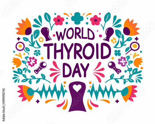World Thyroid Day Vector Illustration, Thyroid Health Awareness Medical Concept Design